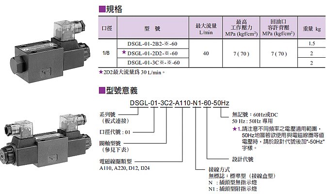 DSG電磁換向閥的型號